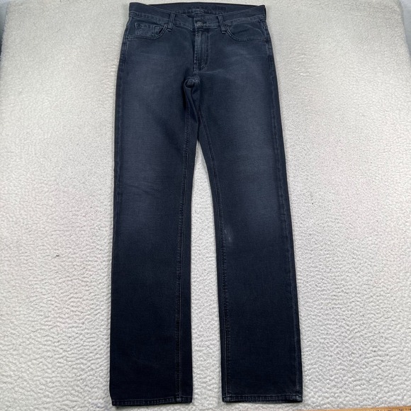 7 for All Mankind Jeans Mens 32X34 Slimmy‎ Straight Leg Navy Blue Denim Textured - Picture 1 of 13
